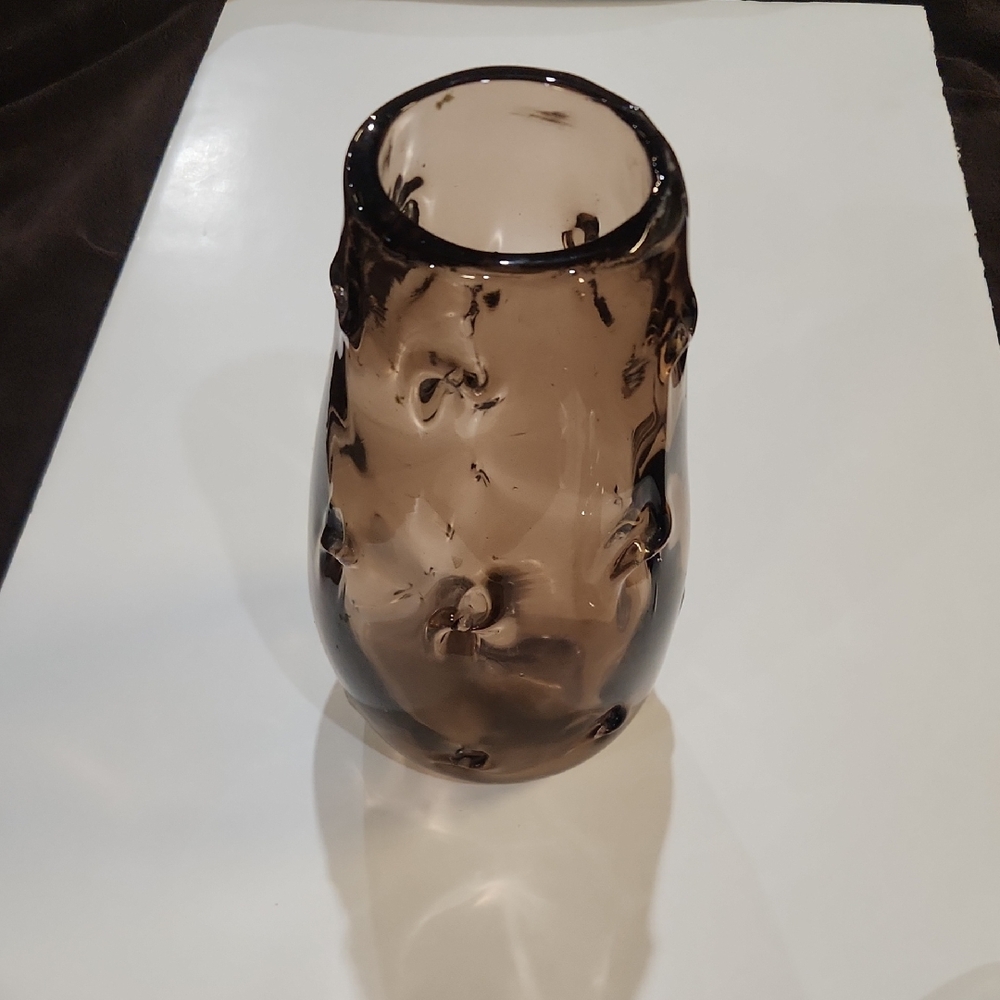 Vintage Smoky Brown Glass Vase